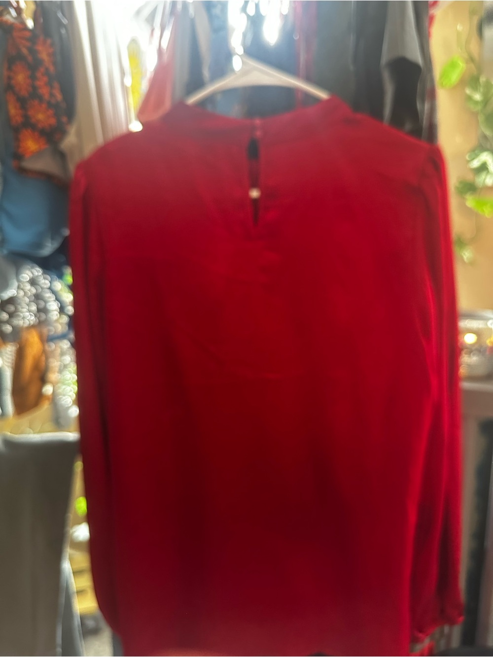 Grace Karin Crimson Long-Sleeve Tie-Front Blouse - Picture 5 of 5